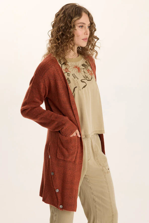 Bayek Open Front Long Cardigan - Sprightly Poppy by XCVI | 25 South Boutiques
