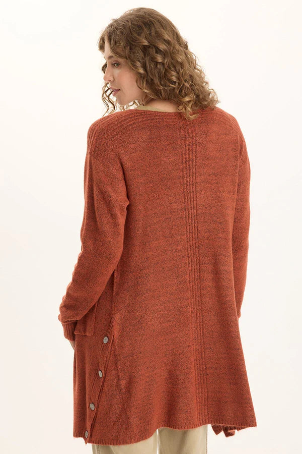 Bayek Open Front Long Cardigan - Sprightly Poppy by XCVI — alternate view