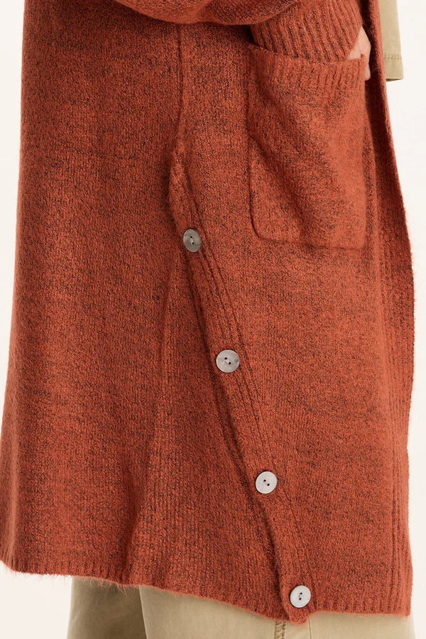 Bayek Open Front Long Cardigan - Sprightly Poppy by XCVI — view 4