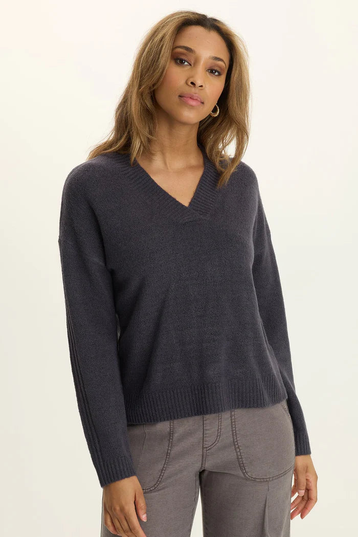 Ambrose Relaxed V-Neck Sweater - Quixotic Plum by XCVI | 25 South Boutiques