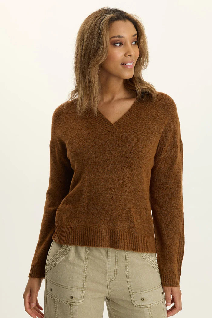 Ambrose Relaxed V-Neck Sweater - Tawny Copper by XCVI | 25 South Boutiques