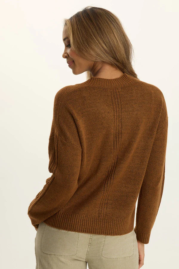 Ambrose Relaxed V-Neck Sweater - Tawny Copper by XCVI — view 3