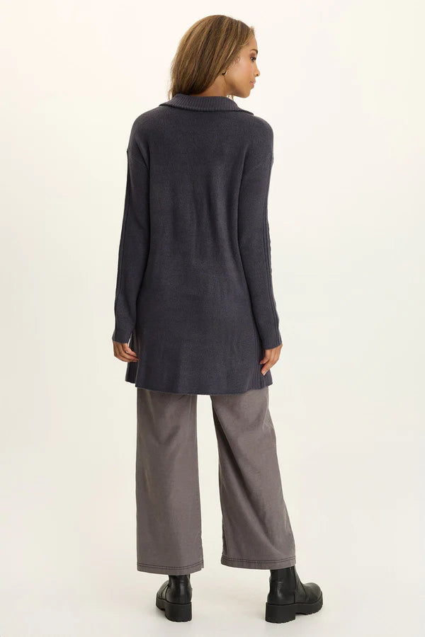 Pierson Longline Knit Cardigan - Quixotic Plum by XCVI — alternate view