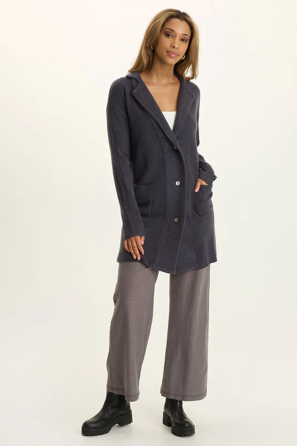 Pierson Longline Knit Cardigan - Quixotic Plum by XCVI — view 3