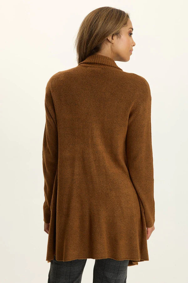 Pierson Longline Knit Cardigan - Tawny Copper by XCVI — view 3