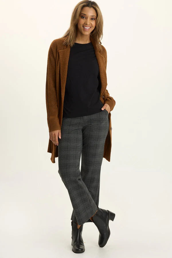 Limus Plaid Pull-On Flare Pant - Charcoal by XCVI — view 4