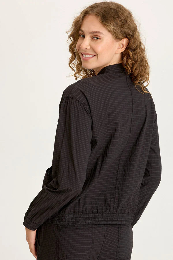 Amis Textured Cinchable Bomber - Black by XCVI — view 3