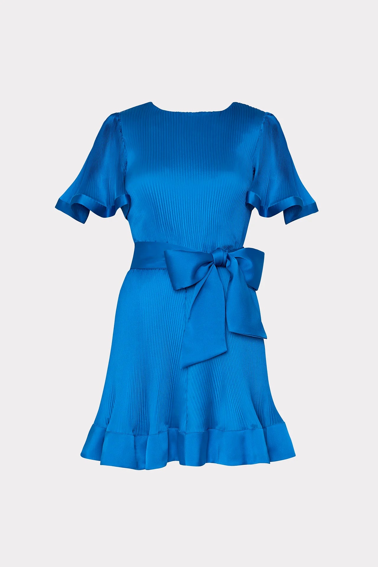 Lumi Satin Pleated Dress - Blue by Milly — view 4