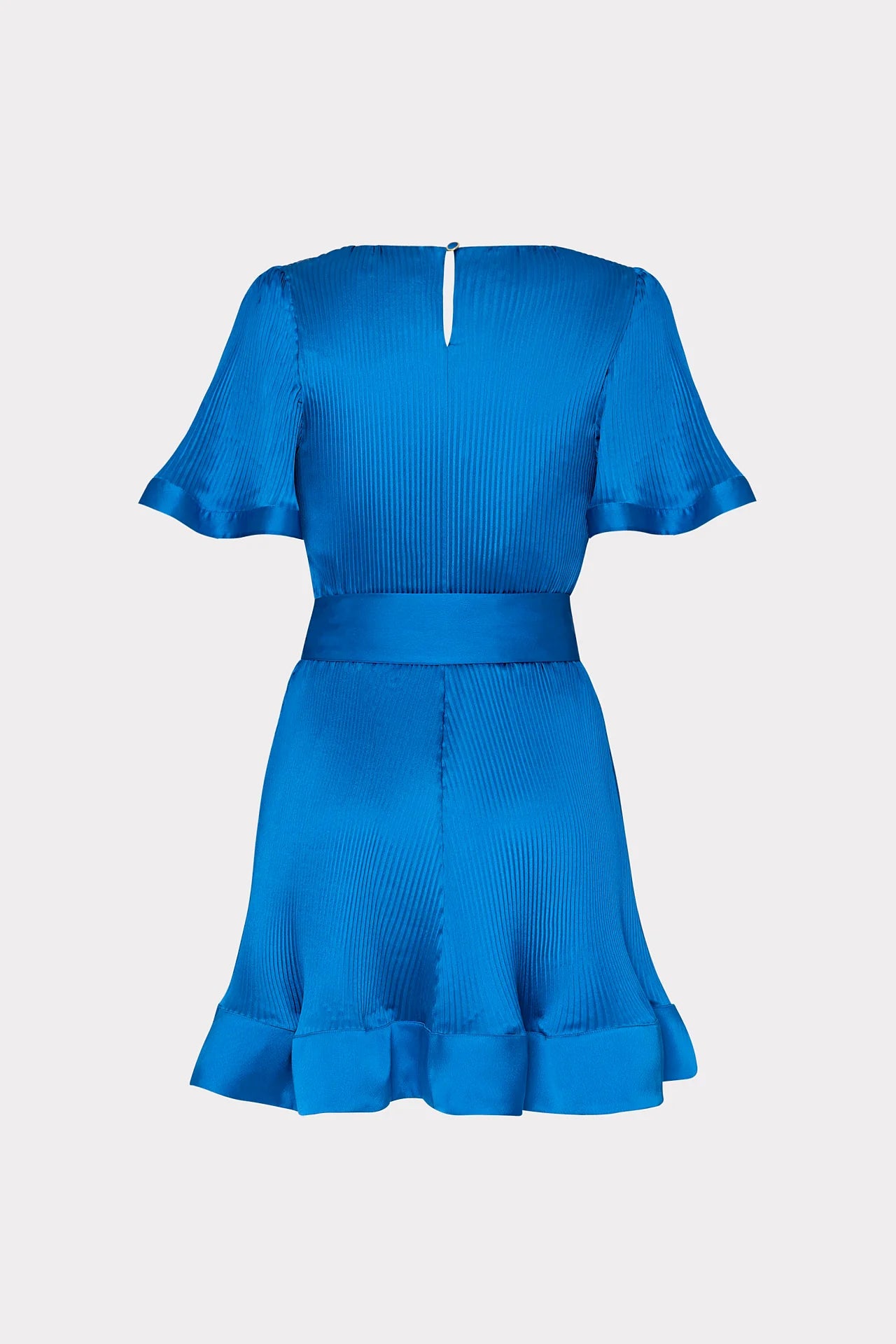 Lumi Satin Pleated Dress - Blue by Milly — view 5