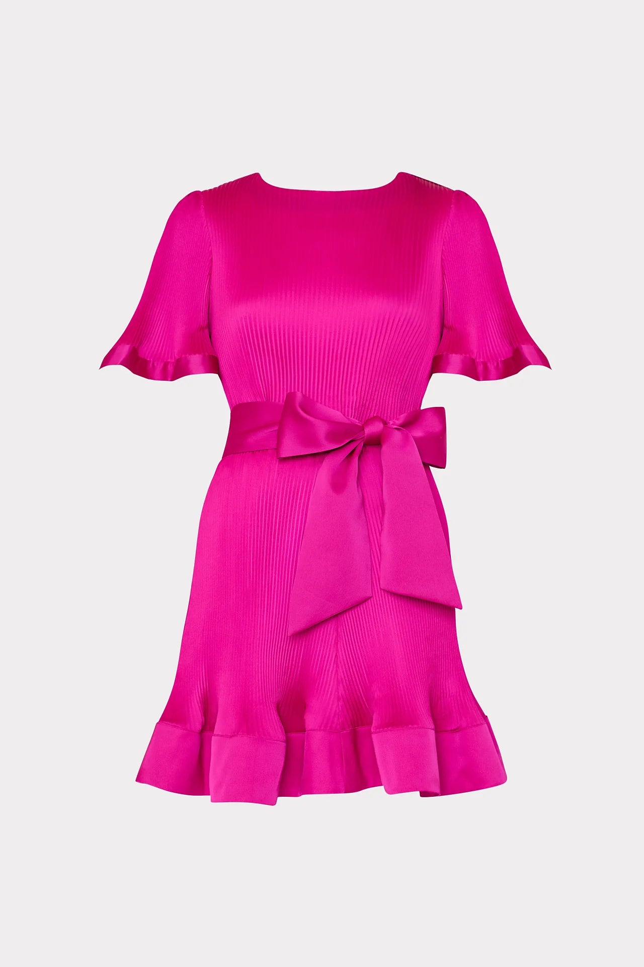 Lumi Satin Pleated Dress - Pink by Milly — view 3