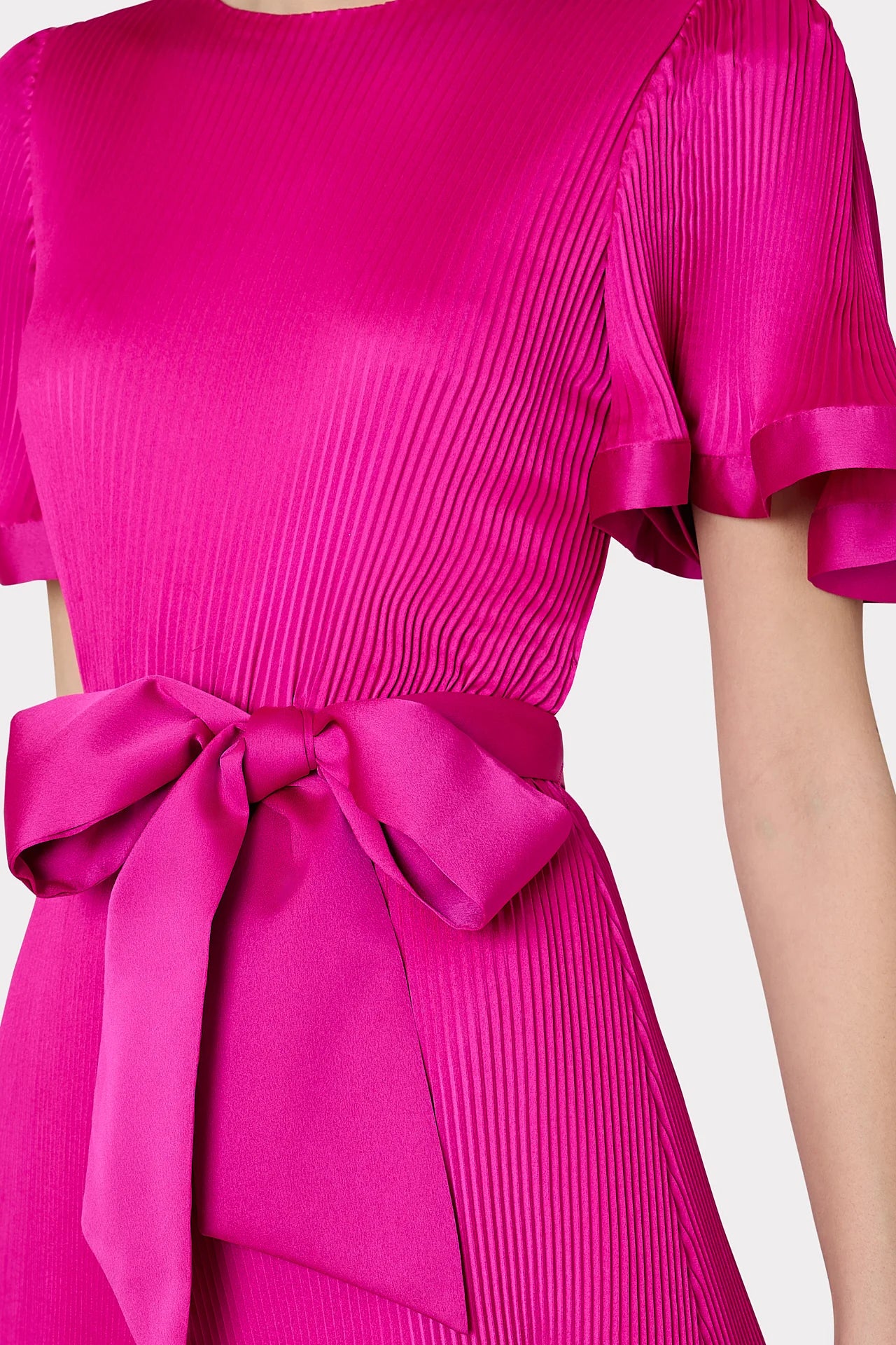 Lumi Satin Pleated Dress - Pink by Milly — alternate view