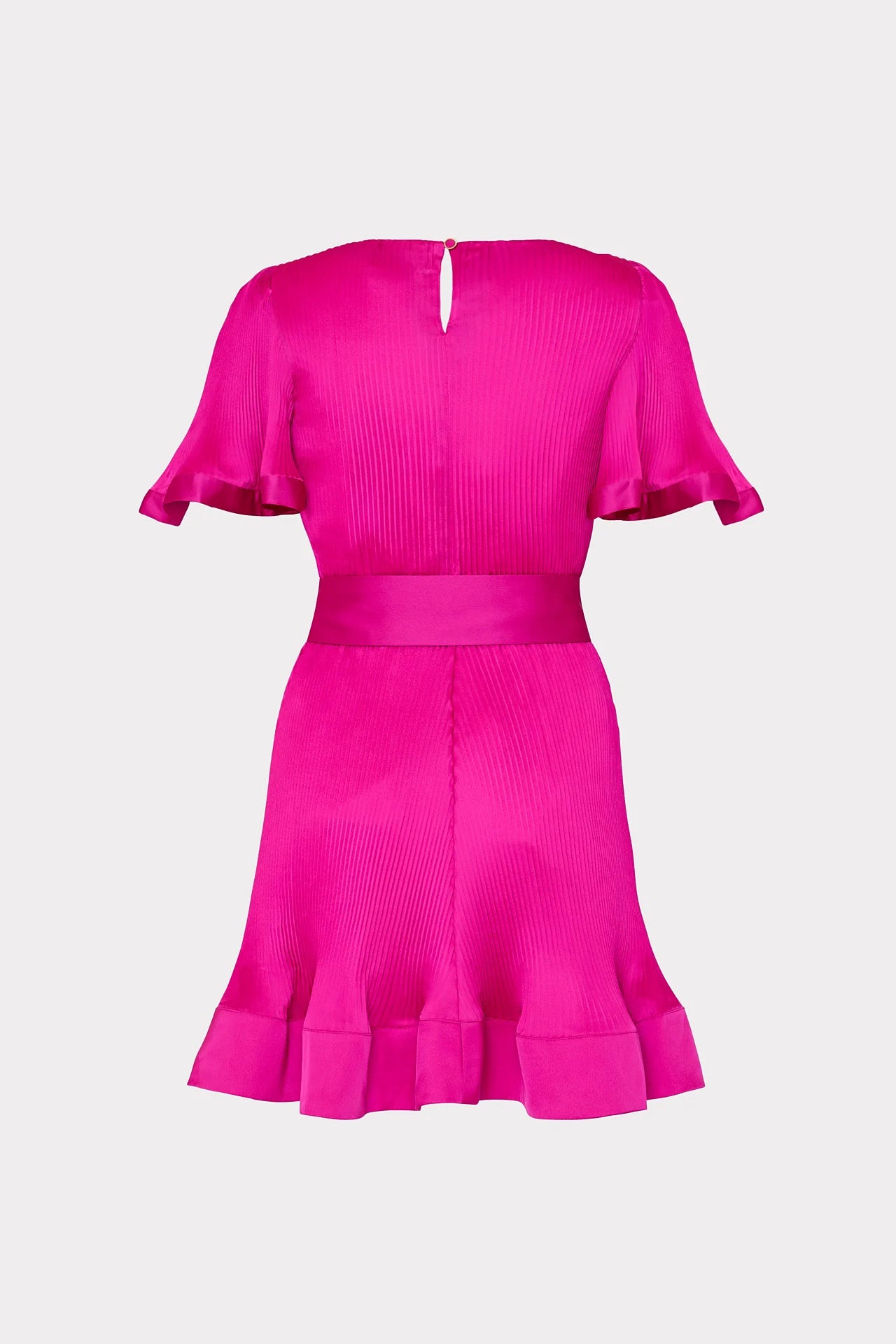 Lumi Satin Pleated Dress - Pink by Milly — view 4