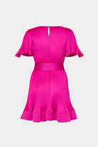 Lumi Satin Pleated Dress - Pink by Milly — view 4