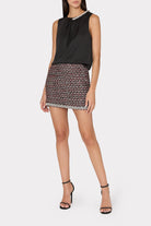 Lily Satin Crystal Embellished Top - Black by Milly — view 3