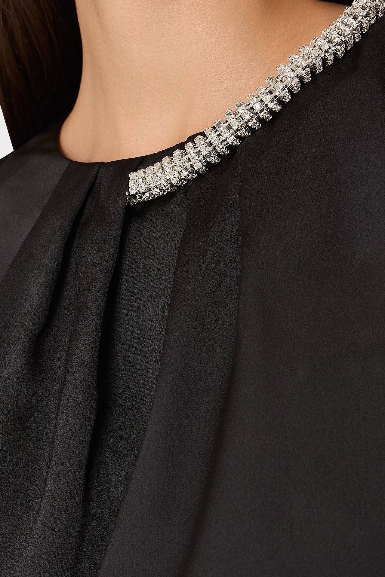 Lily Satin Crystal Embellished Top - Black by Milly — alternate view