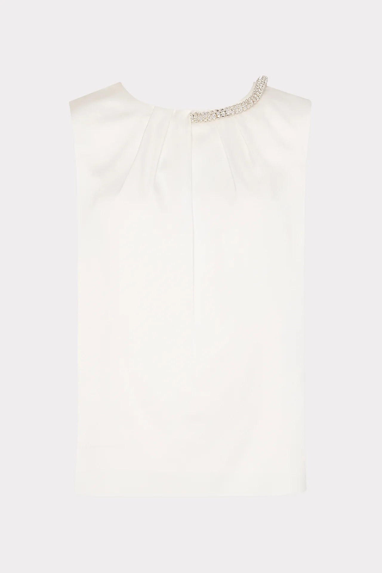 Lily Satin Crystal Embellished Top - White by Milly — view 4