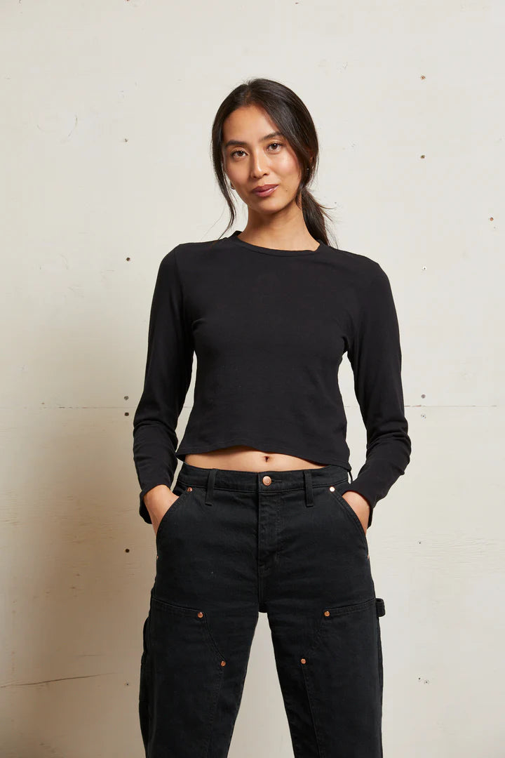 Jamie Cotton Long Sleeve Crew - Black by perfectwhitetee | 25 South Boutiques
