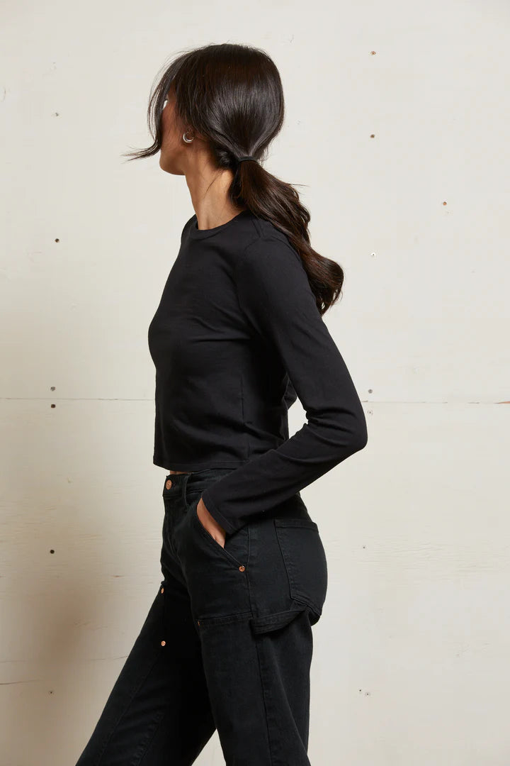 Jamie Cotton Long Sleeve Crew - Black by perfectwhitetee — alternate view