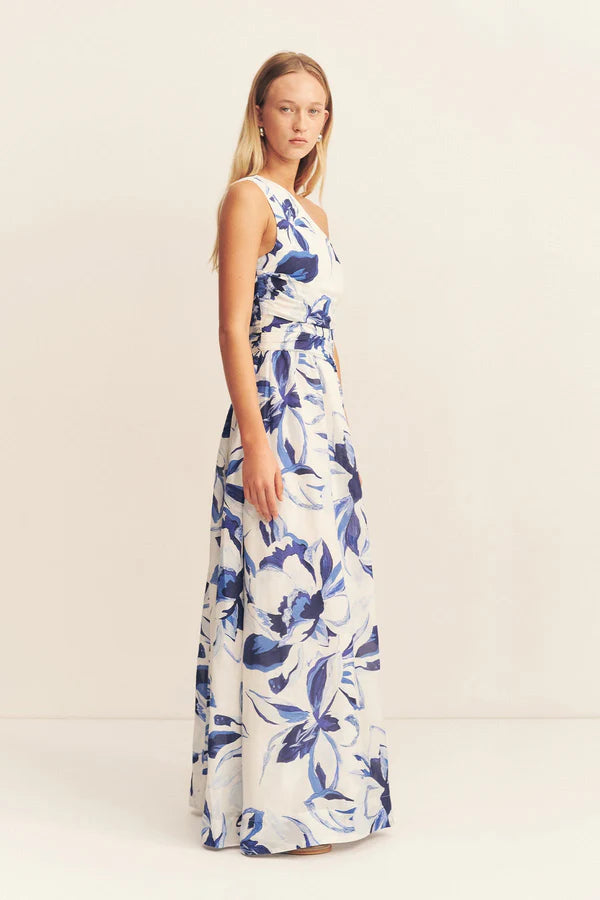 Willa Asymmetrical Gathered Maxi Dress - Bluebell Wallpaper by Shona Joy — view 3