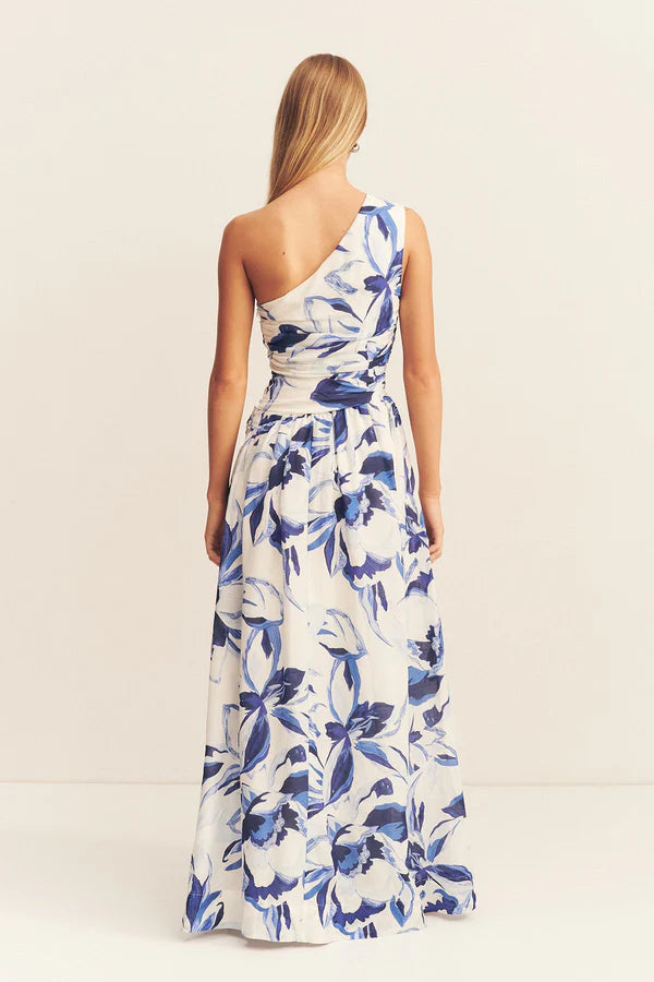 Willa Asymmetrical Gathered Maxi Dress - Bluebell Wallpaper by Shona Joy — view 4