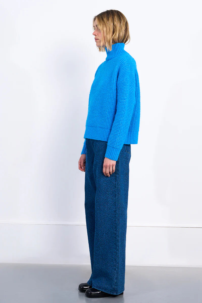 Oversized Knitted Sweater - Blue by Molly Bracken — view 4