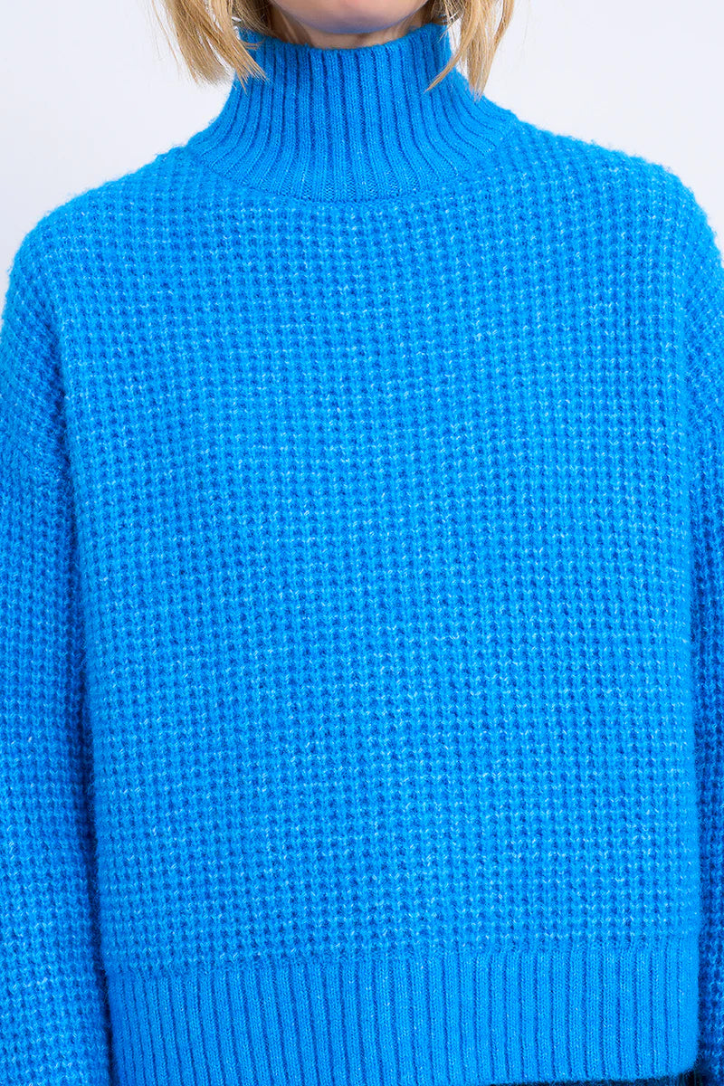 Oversized Knitted Sweater - Blue by Molly Bracken — view 3