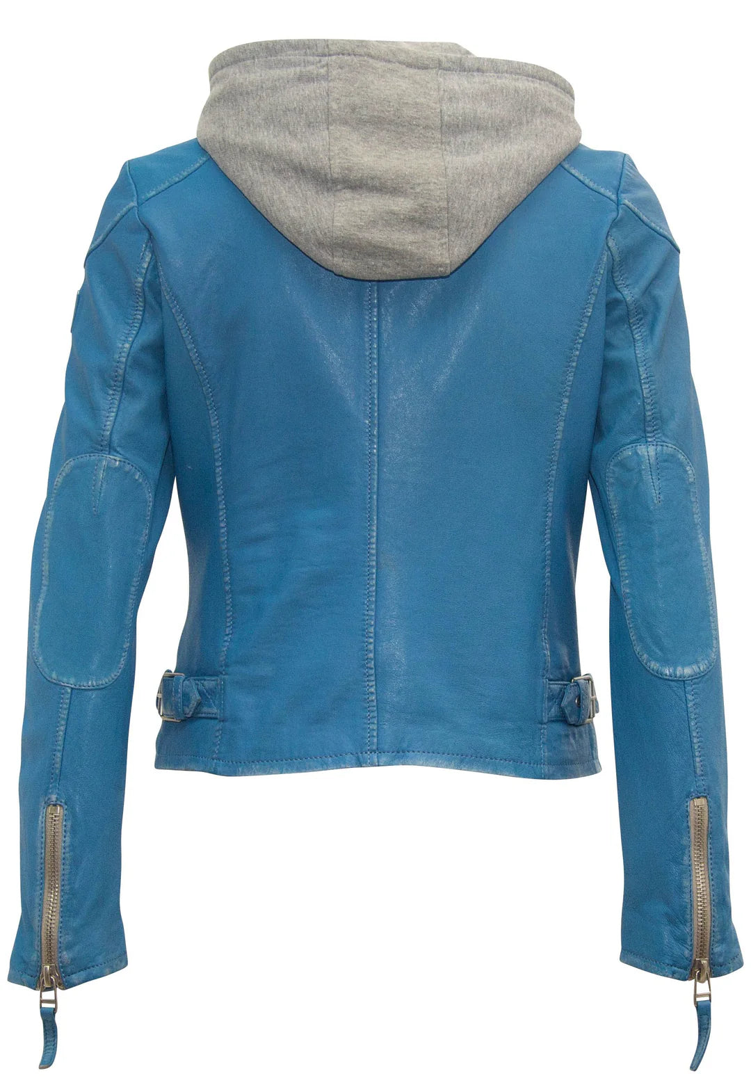 Finja Hooded Leather Jacket - Blue Lagoon by Mauritius — view 4