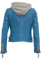 Finja Hooded Leather Jacket - Blue Lagoon by Mauritius — view 4