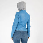 Finja Hooded Leather Jacket - Blue Lagoon by Mauritius — alternate view
