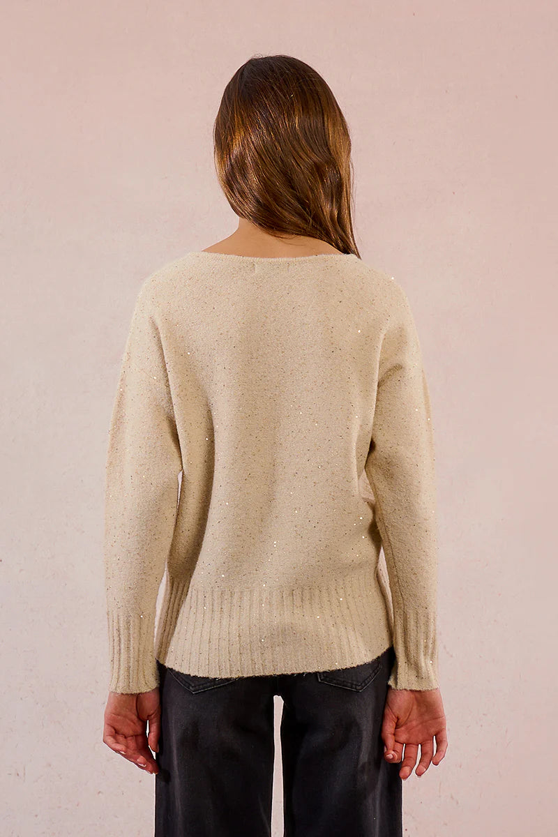 Sequin Knitted Sweater - Cream by Molly Bracken — alternate view