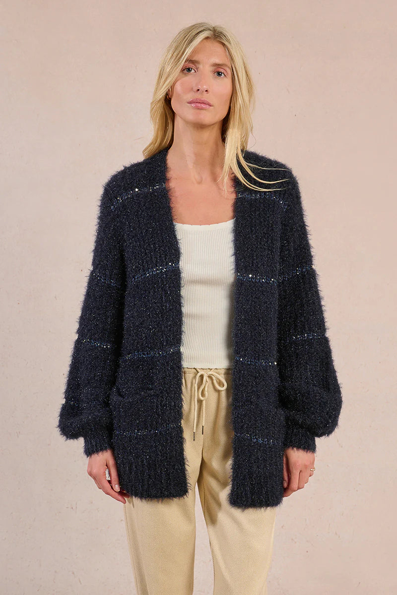Flared Sleeve Knitted Cardigan - Navy by Molly Bracken | 25 South Boutiques