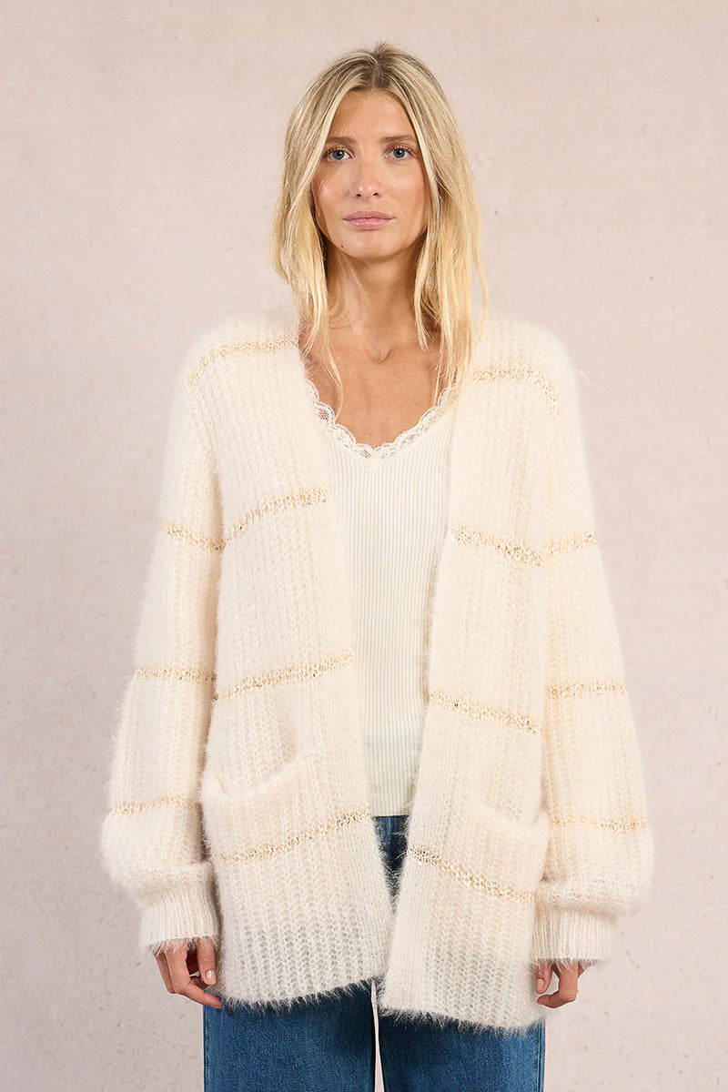 Flared Sleeve Knitted Cardigan - Off White by Molly Bracken | 25 South Boutiques