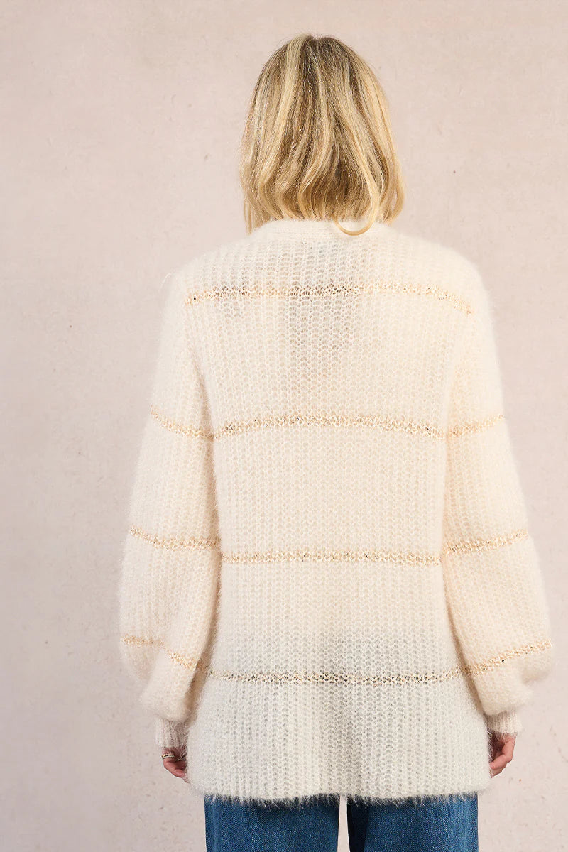 Flared Sleeve Knitted Cardigan - Off White by Molly Bracken — alternate view