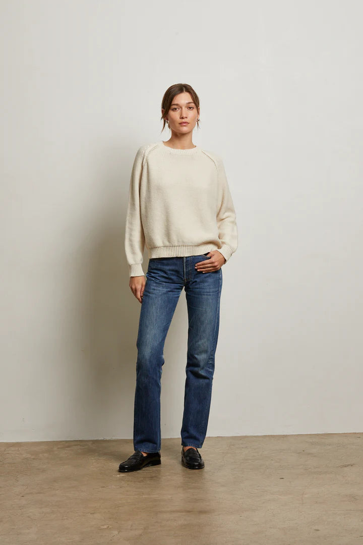 Evie Cotton Raglan Crewneck Sweater - Sugar by perfectwhitetee — view 4