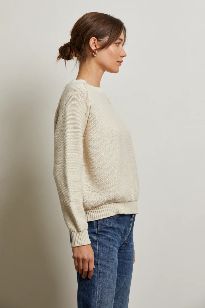 Evie Cotton Raglan Crewneck Sweater - Sugar by perfectwhitetee — view 3