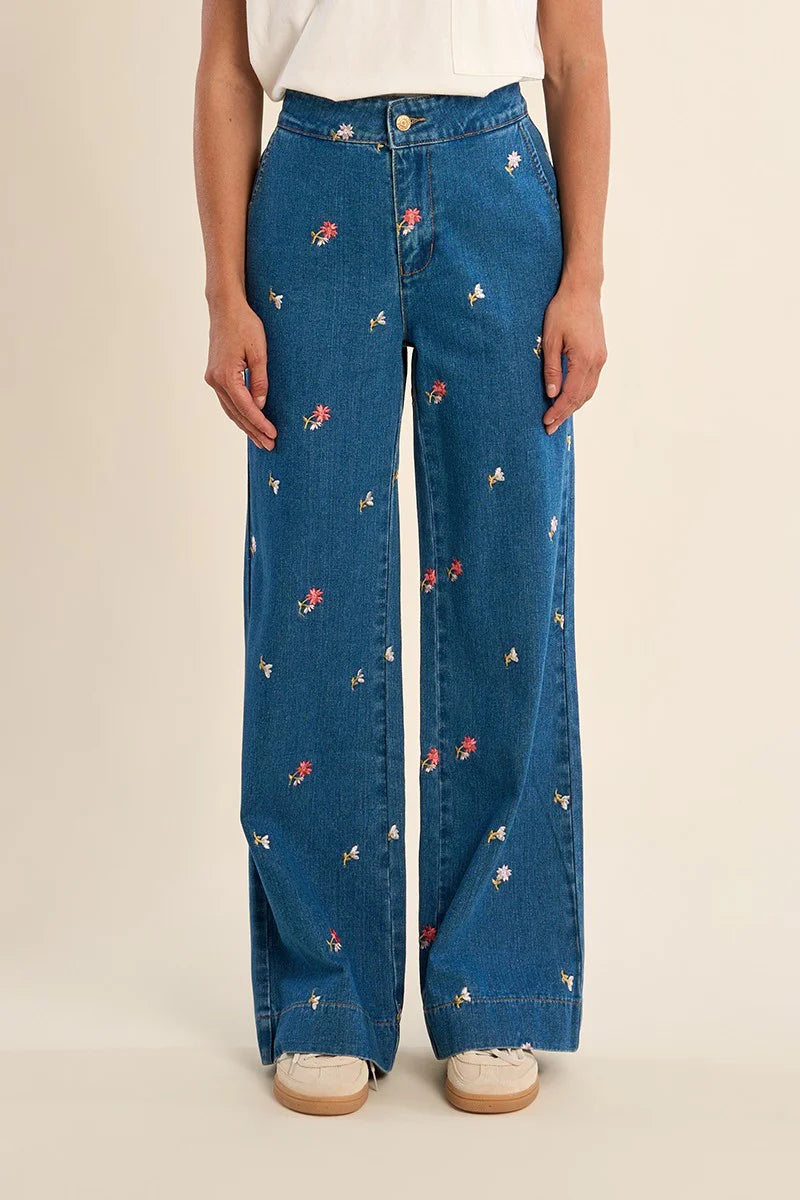 Patch Woven Pants - Denim by Molly Bracken — alternate view