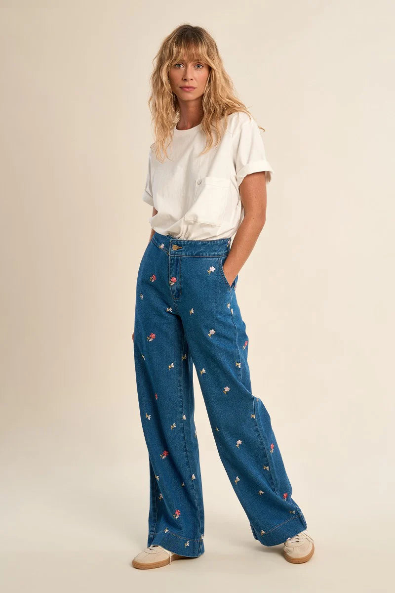 Patch Woven Pants - Denim by Molly Bracken | 25 South Boutiques