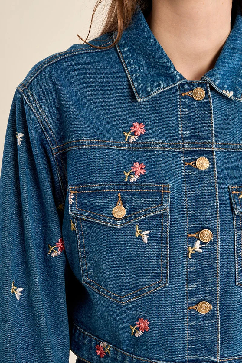 Embroidered Woven Jacket - Blue by Molly Bracken — alternate view