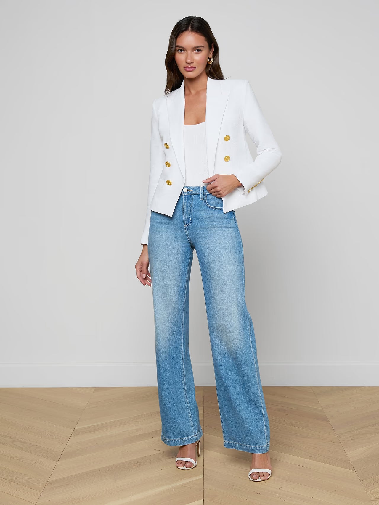 Brooke Blazer - White Multi Small Butterfly Jungle by L'agence — view 3