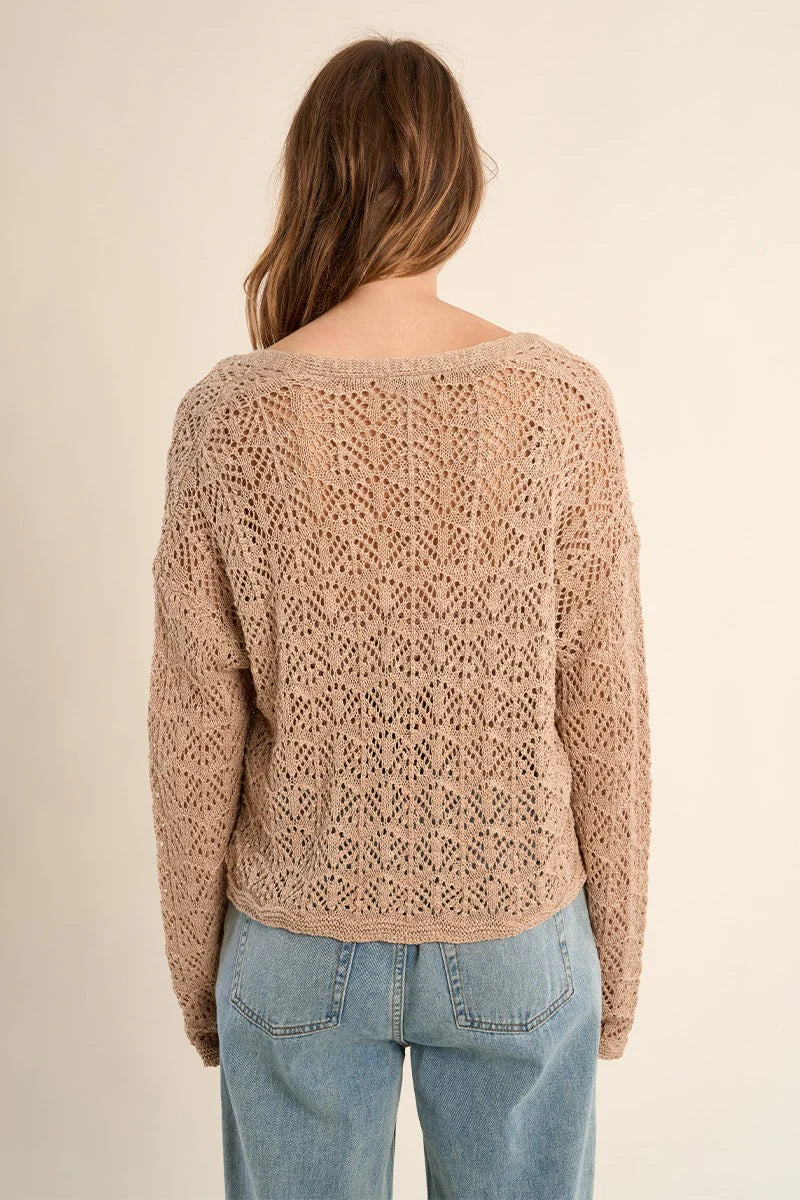 Pattern Knitted Cardigan - Beige by Molly Bracken — view 4