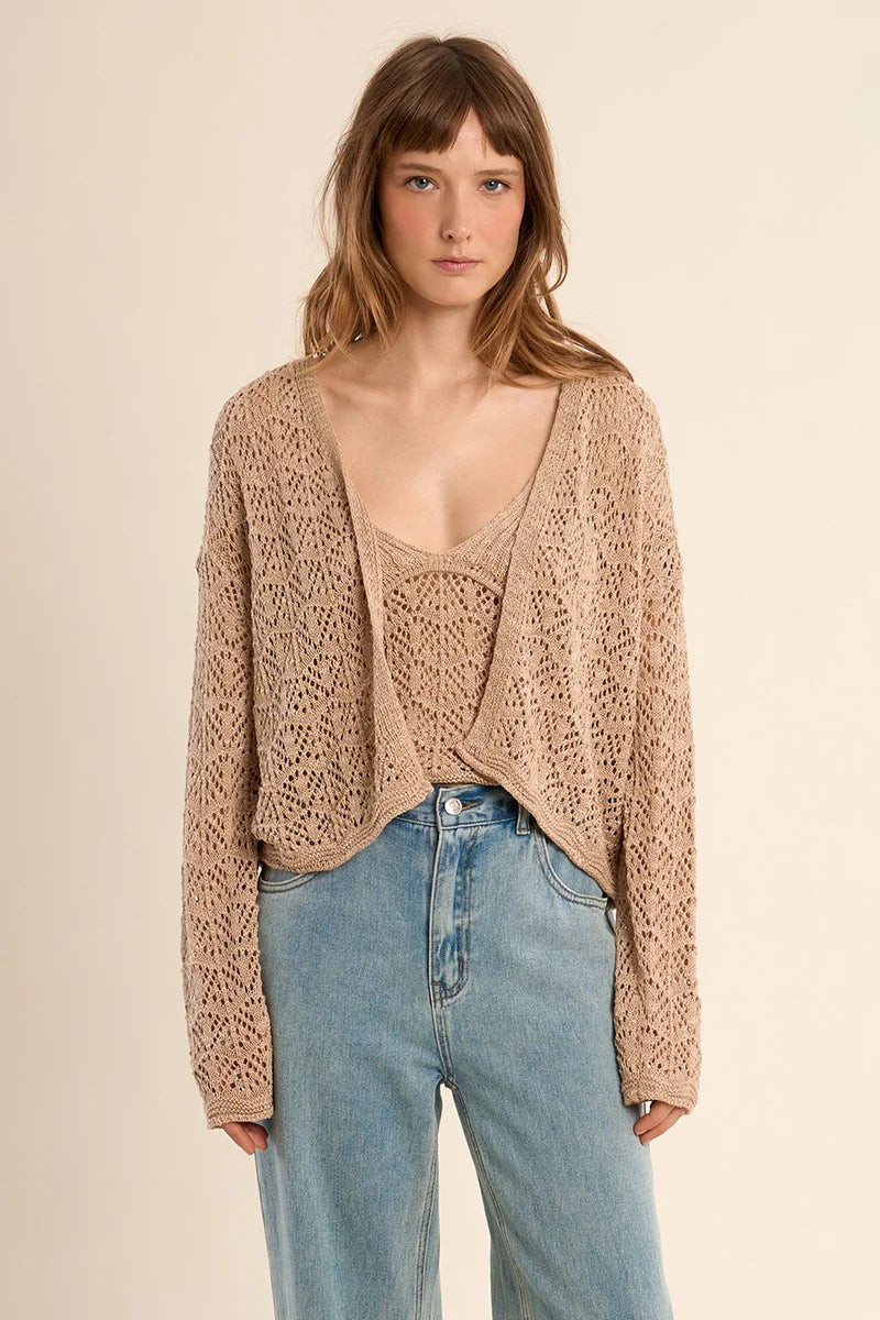 Pattern Knitted Cardigan - Beige by Molly Bracken | 25 South Boutiques