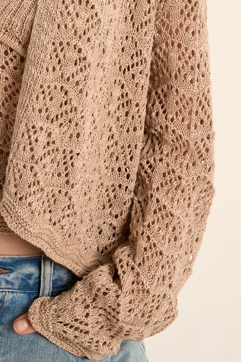 Pattern Knitted Cardigan - Beige by Molly Bracken — alternate view