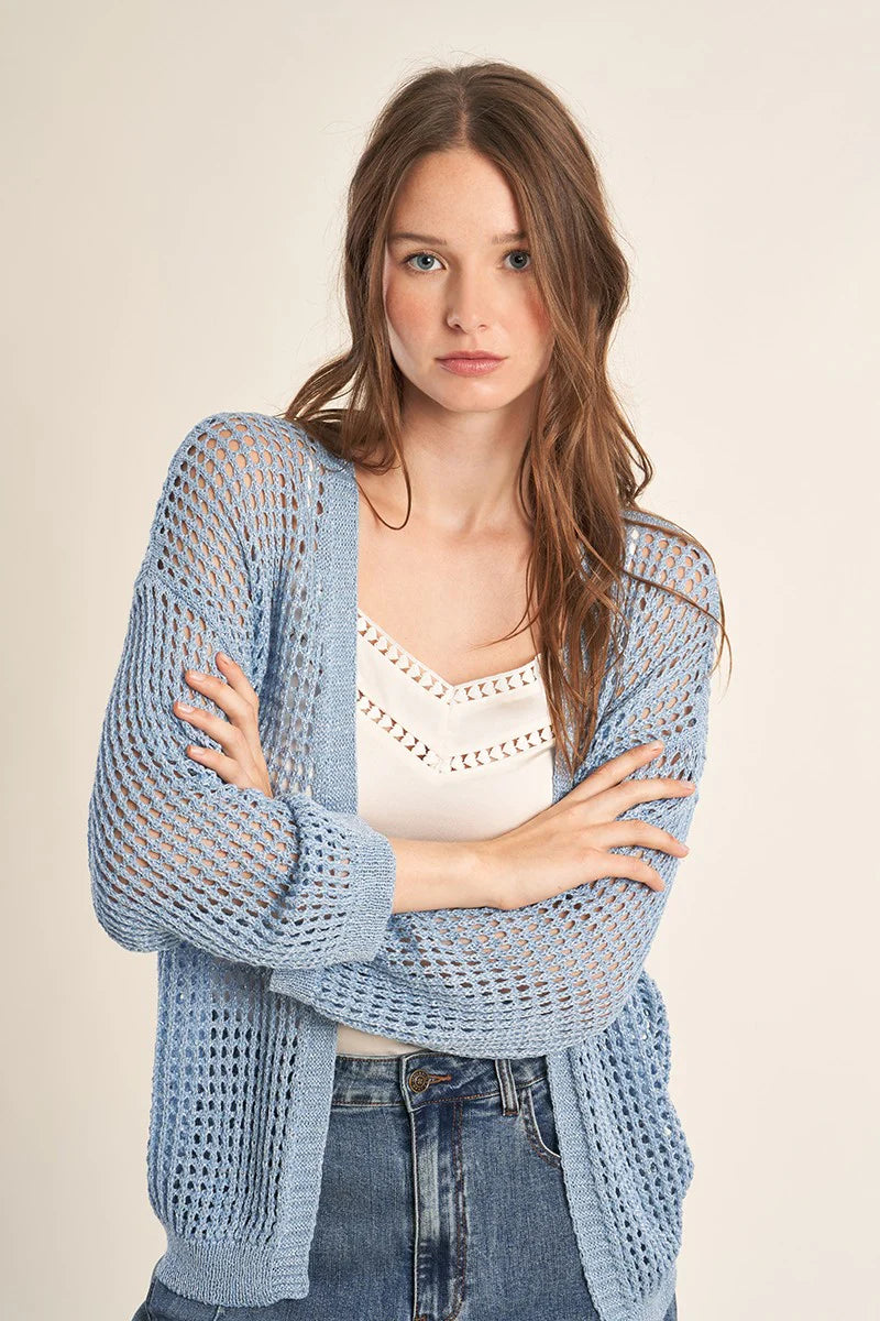 Open Knitted Cardigan - Blue by Molly Bracken | 25 South Boutiques