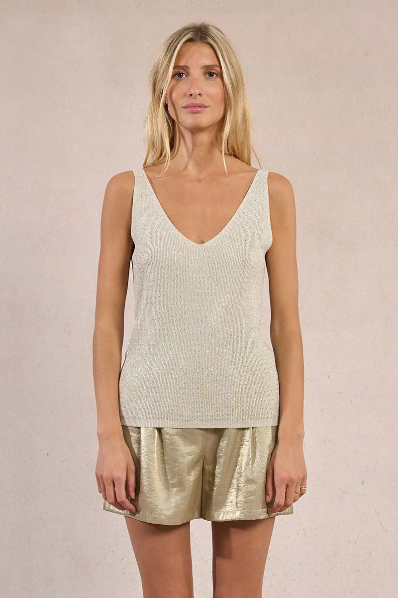 Knitted Tank Top - Off White by Molly Bracken — view 3
