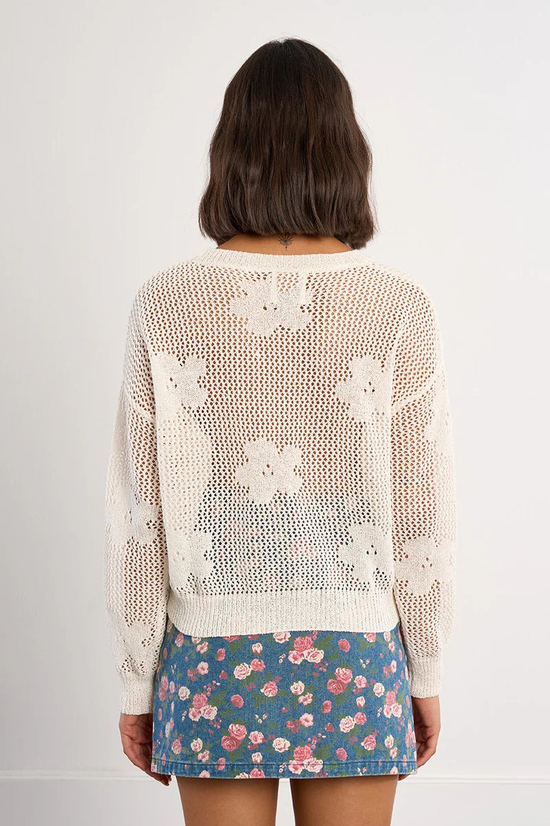 Floral Knitted Sweater - White by Molly Bracken — view 3