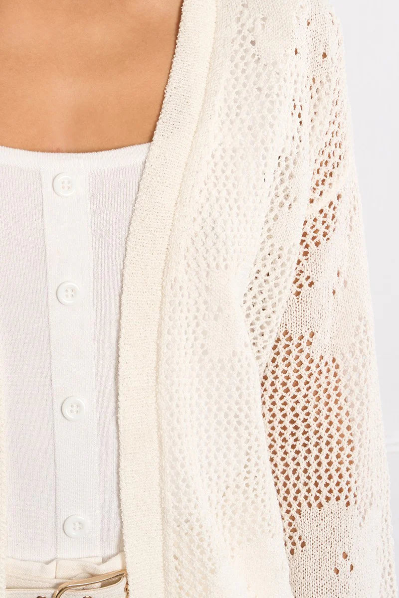Floral Knitted Cardigan - White by Molly Bracken — alternate view