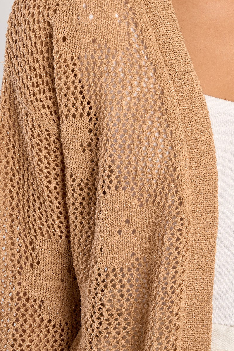 Floral Knitted Cardigan - Camel by Molly Bracken — view 4