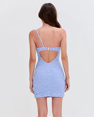 Papillon Jacquard One Shoulder Mini Dress - Blue by PatBo — view 3