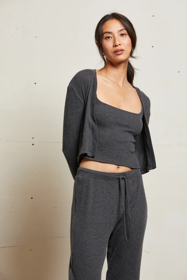 Kelsey Sweater Rib Cardigan - Charcoal by perfectwhitetee | 25 South Boutiques