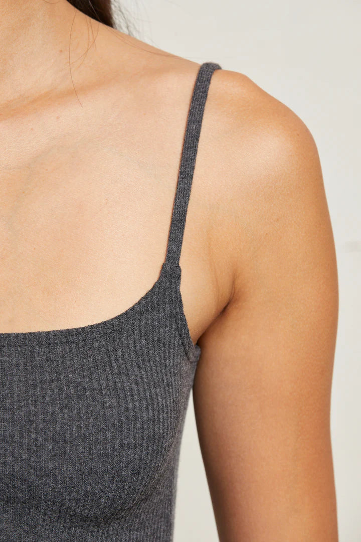 Sophie Sweater Rib Camisole - Charcoal by perfectwhitetee — view 3